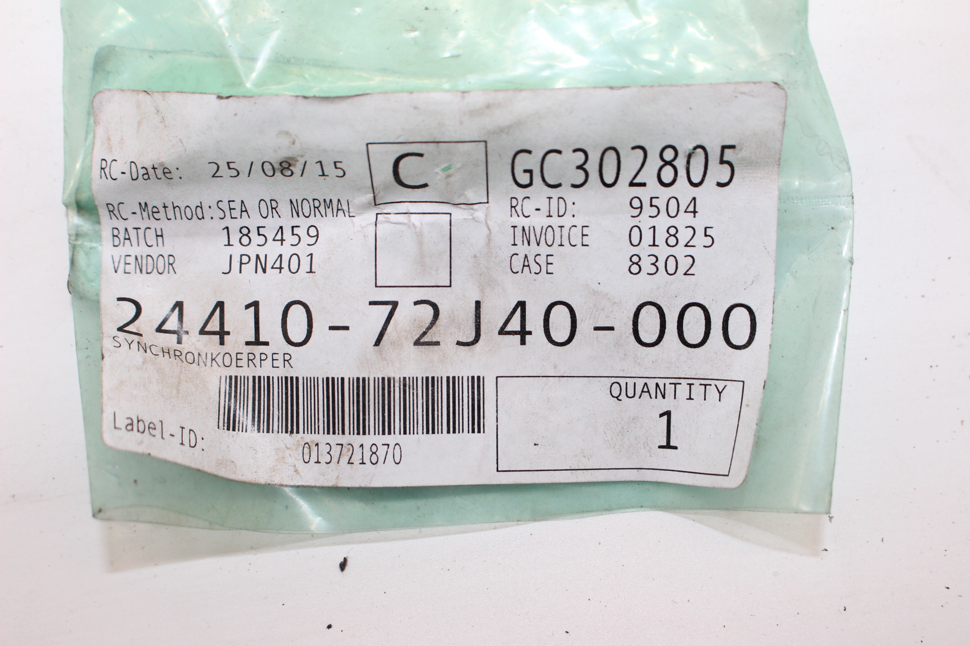 SUZUKI Synchronkörper HUB ASSY, HIGH SPEED SYNC 24410-72J40 NEU NOS
