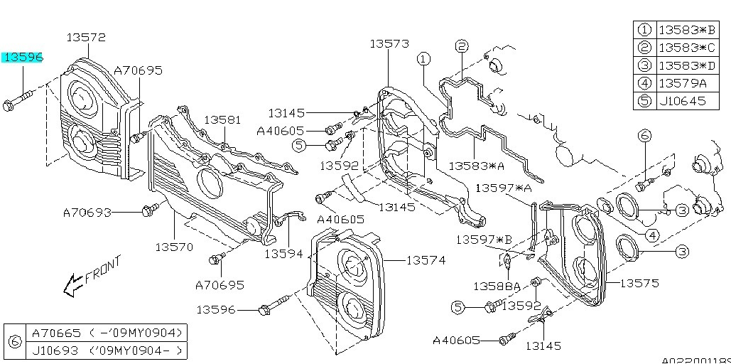 Schraube Zahnriemenabdeckung 13596AA000 für Subaru Impreza GT/WRX/STI 1993-2011, Forester 1997-2012, Legacy/Outback 1997-2012