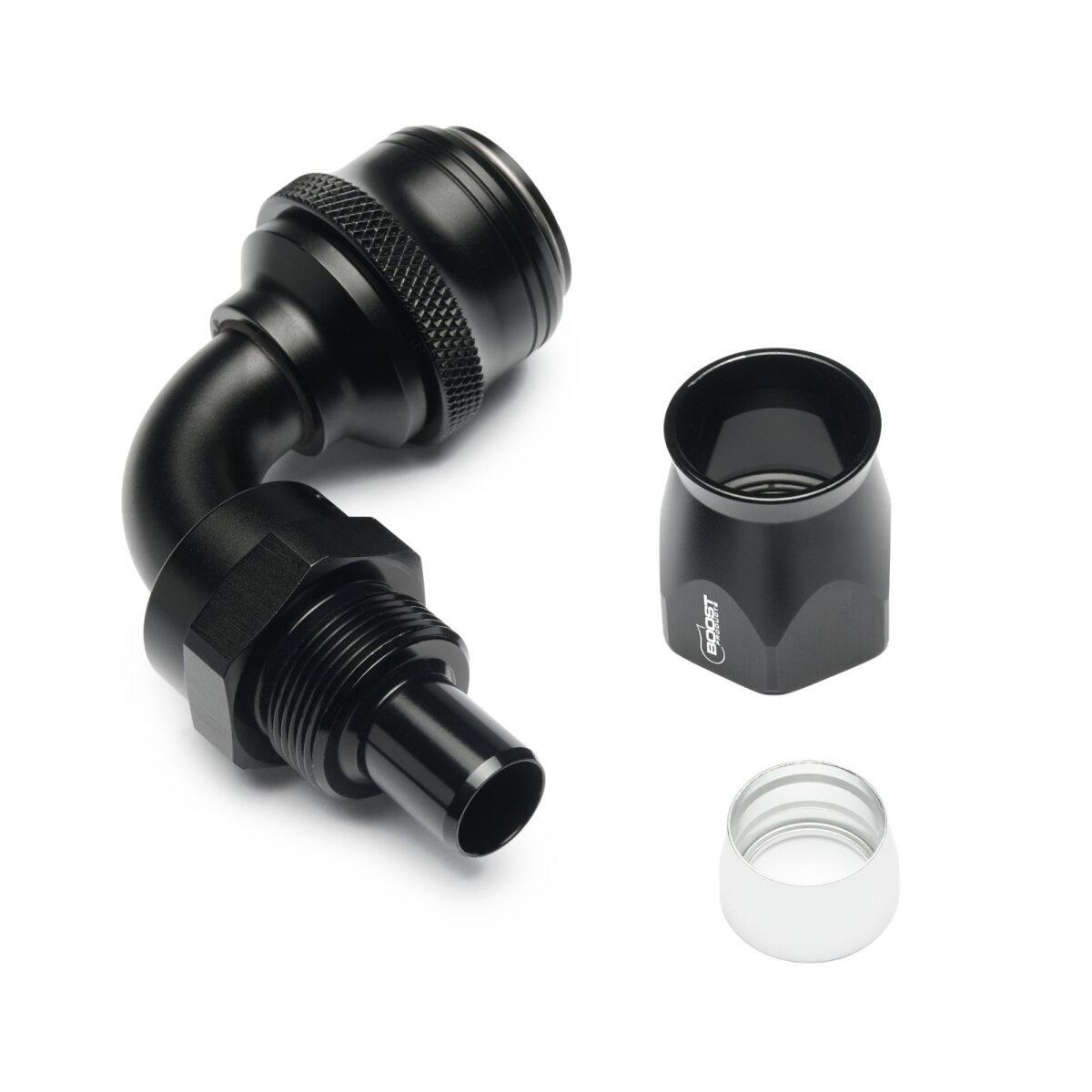 Quick Click PTFE Schlauchanschluss Fitting weiblich Dash 10 / -10 AN - 90° - schwarz matt