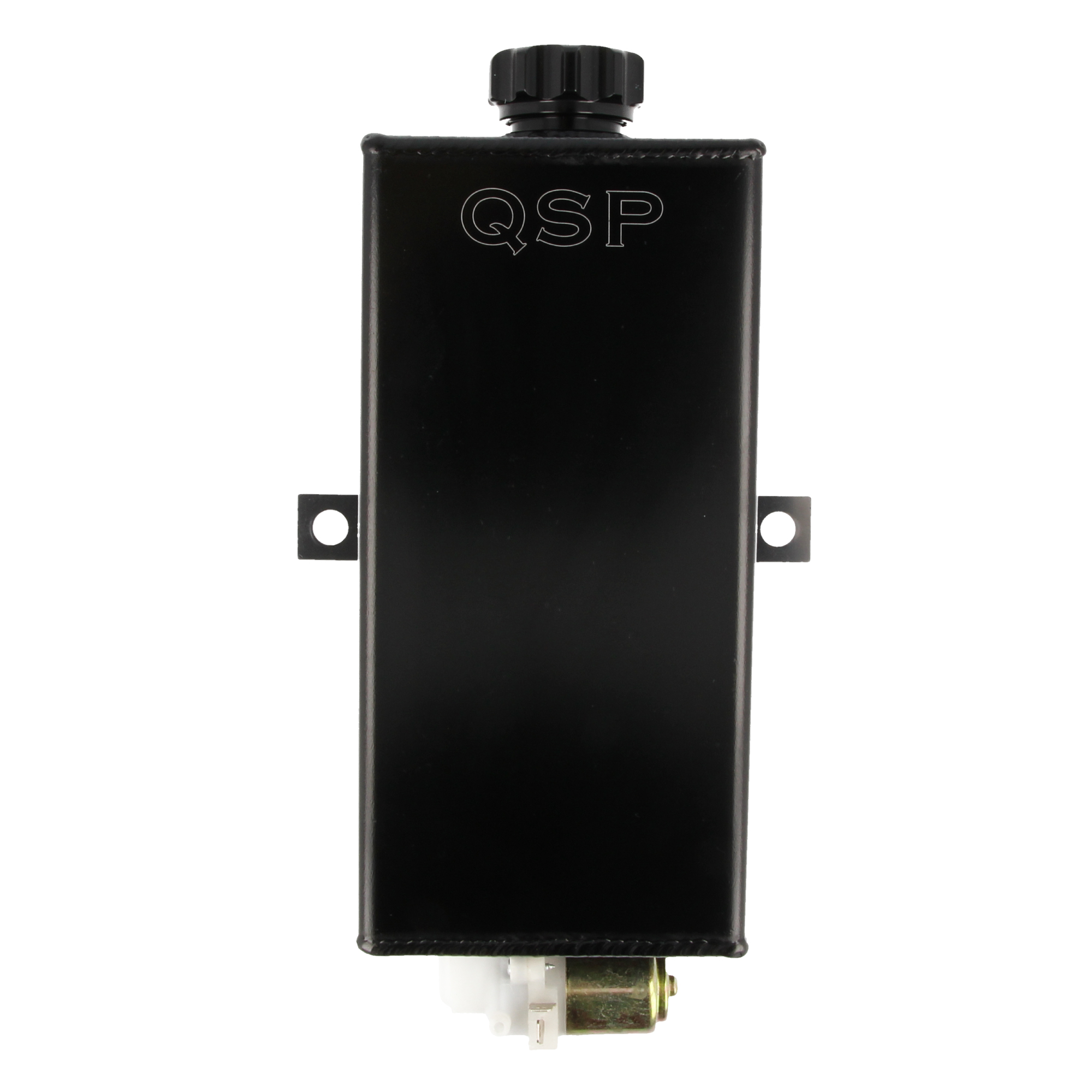QSP Aluminium Scheibenwaschbehälter 1,6 Liter vertikal schwarz mit Pumpe