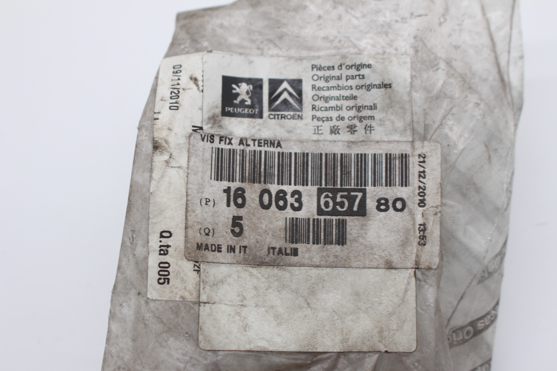 Citroen / Peugeot Schraube Lichtmaschine M10x150 - 114,5 1606365780 NEU NOS NEW OEM