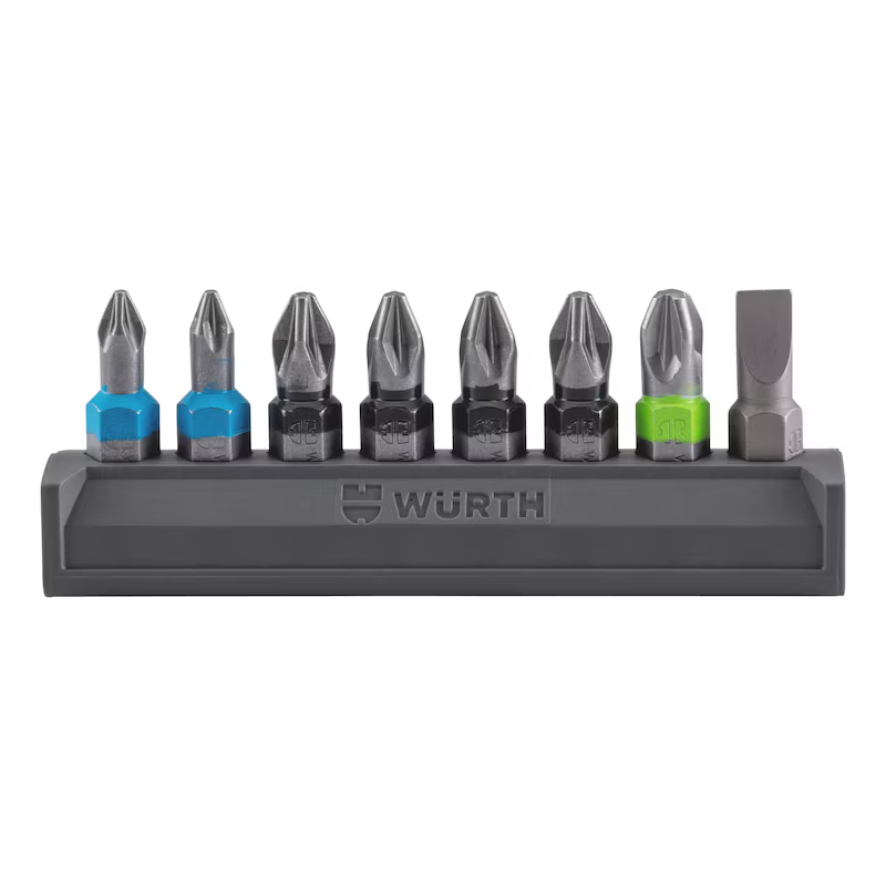 Würth Bitriegel 8 teilig PZ1 PZ2 PZ3 Schlitz 0,8 x 5,5 mm 1/4 Zoll ORSY System