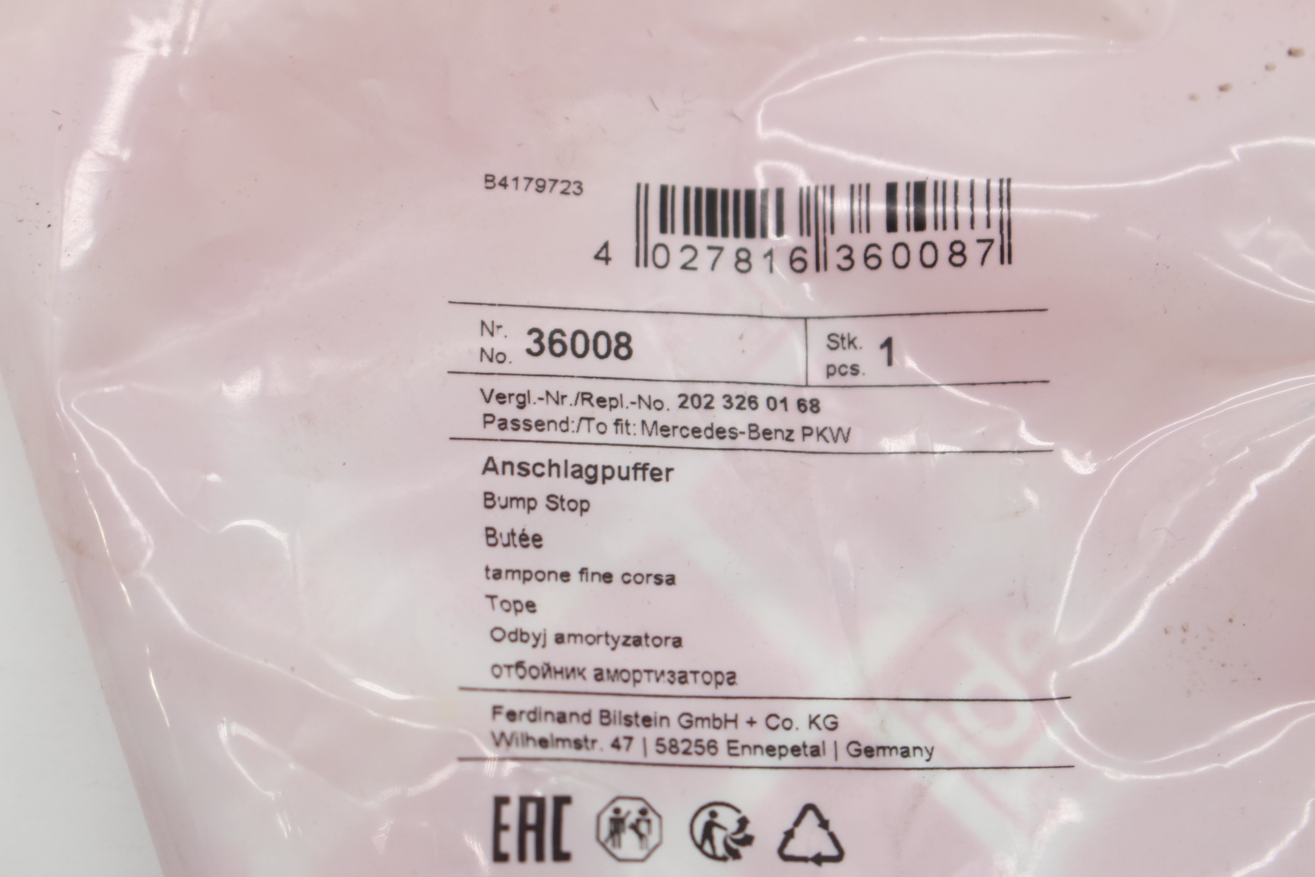 FEBI BILSTEIN 36008 – Anschlagpuffer, Federung für MERCEDES-BENZ