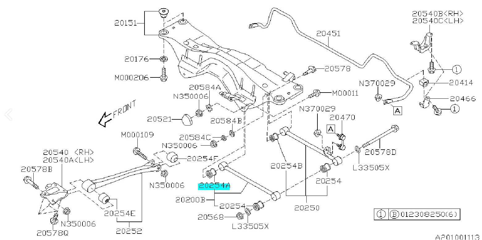 Querlenkerbuchse Hinterachse innen 20254SA010 für Subaru Forester SG 2002-2007