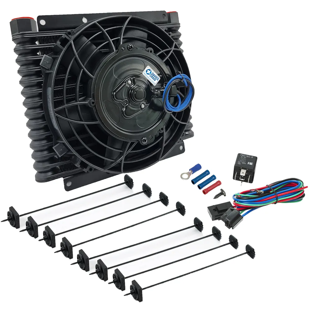 Davies Craig Motor/Getriebeölkühler 32mm 14-reihig AN10+203mm (8") Lüfter (12V)