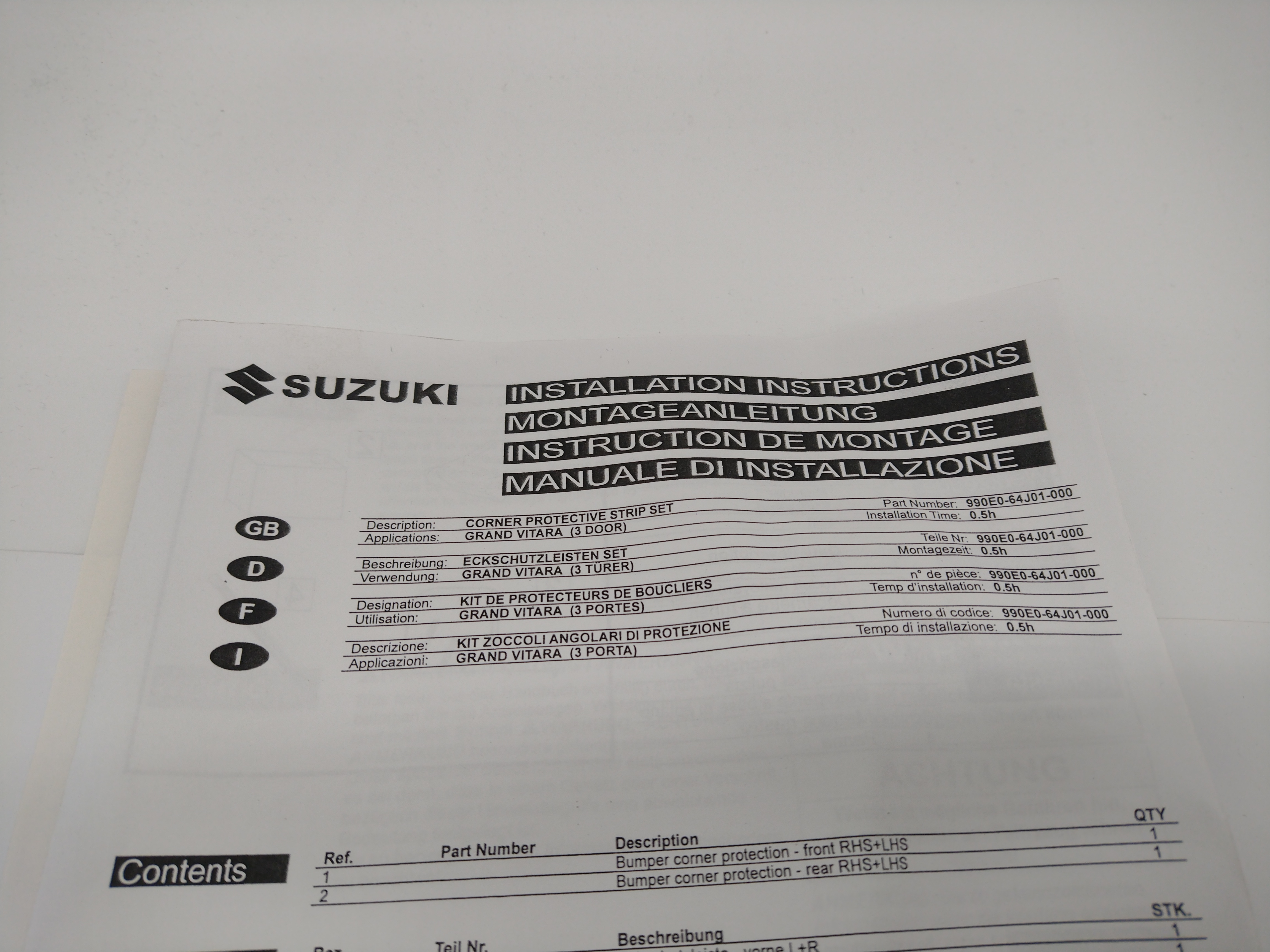 Stoßstangen Eckschutzleisten Set für Suzuki GRAND VITARA 990E0-64J01-000 NEU NOS