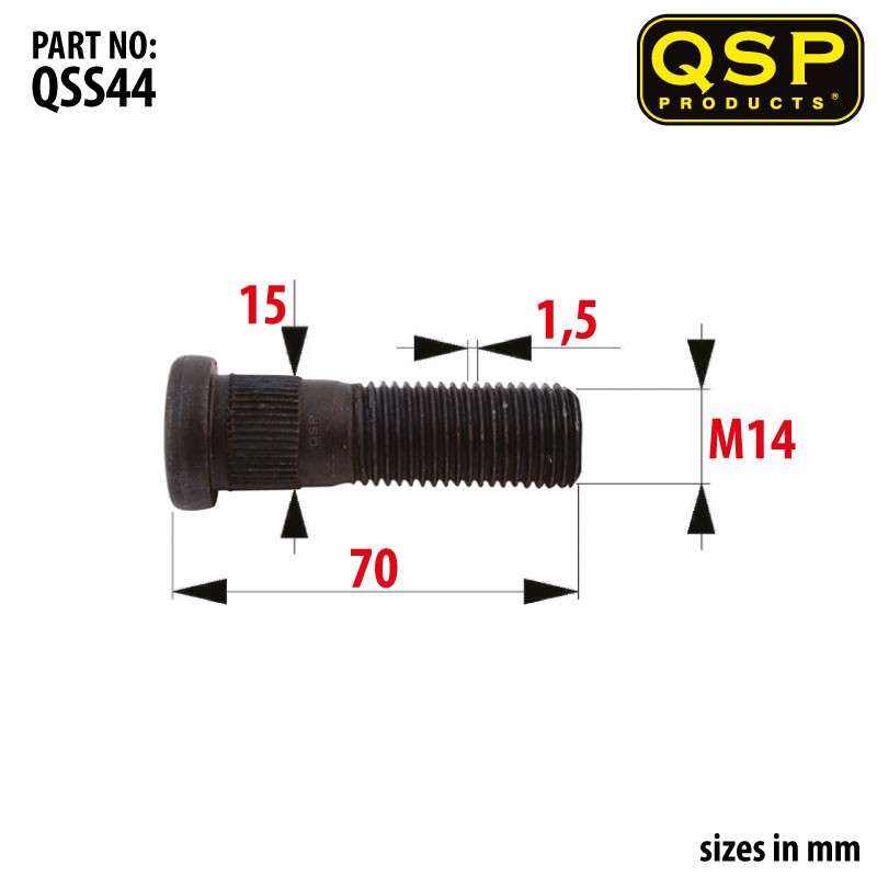 QSP Radbolzen M14x1.5 70mm