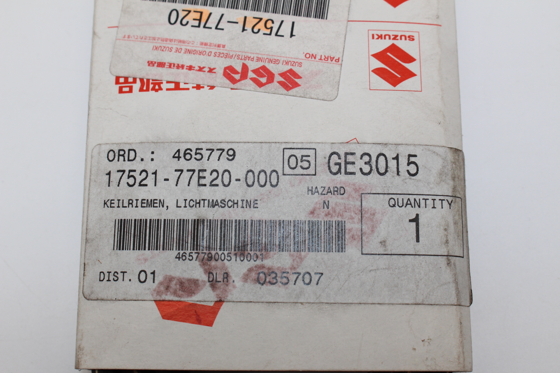 Suzuki Keilrippenriemen 5PK1550 17521-77E20-000 NEU NOS NEW