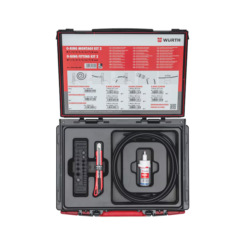 Würth O-Ring Montage Kit 8-teilig NBR Rundschnur im Systemkoffer ORSY 4.4.1