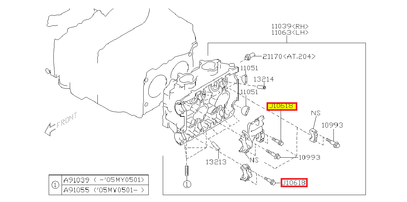Schraube Nockenwellenbock M6 808106180 für Subaru Impreza (GT/WRX/STI), Forester, Legacy/Outback 