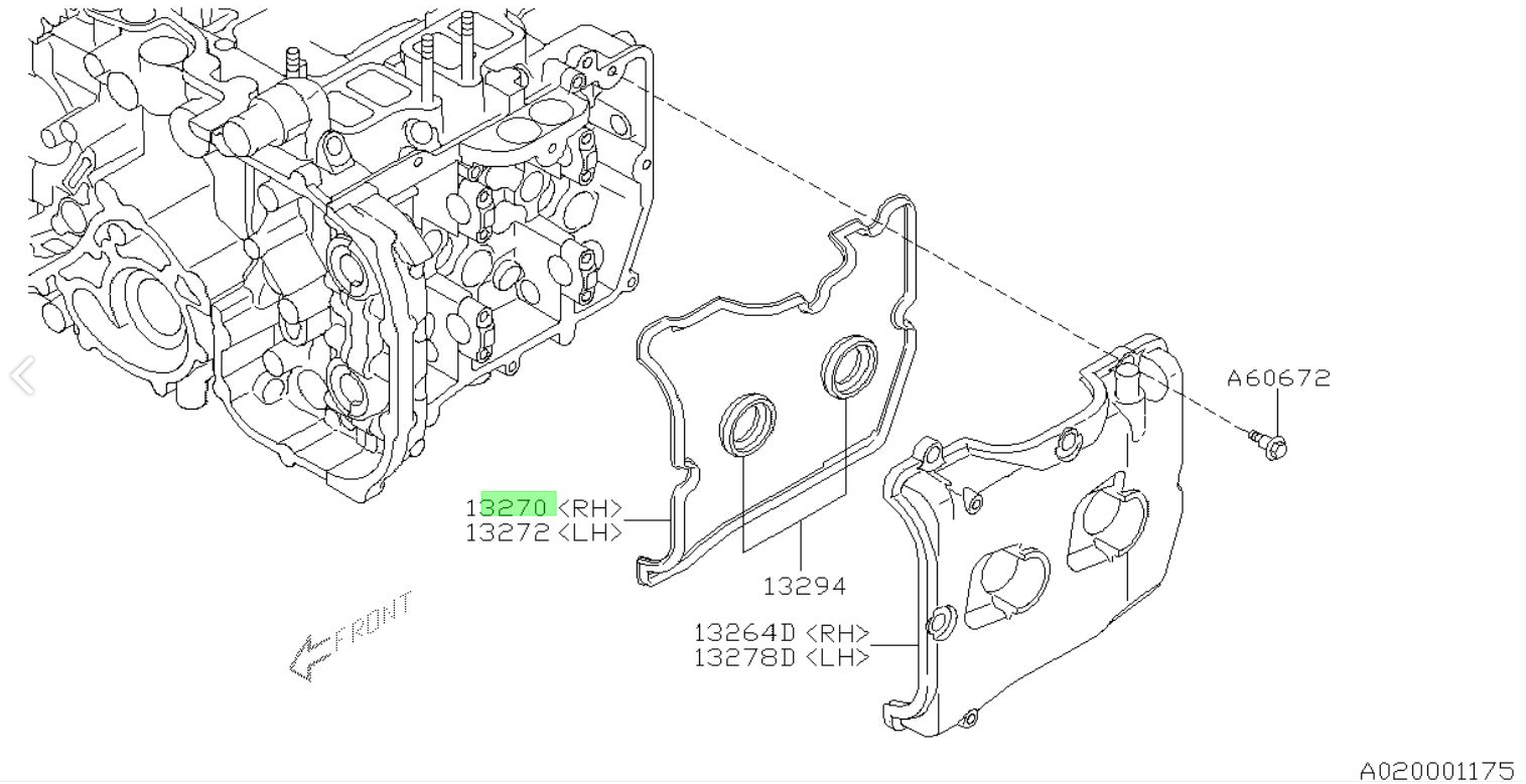 Ventildeckeldichtung rechts 13270AA220 für Subaru Diesel EE20 Forester, Legacy, Outback, Impreza, XV Ventildeckeldichtung rechts 13270AA220 für Subaru Diesel EE20 Forester, Legacy, Outback, Impreza, XV