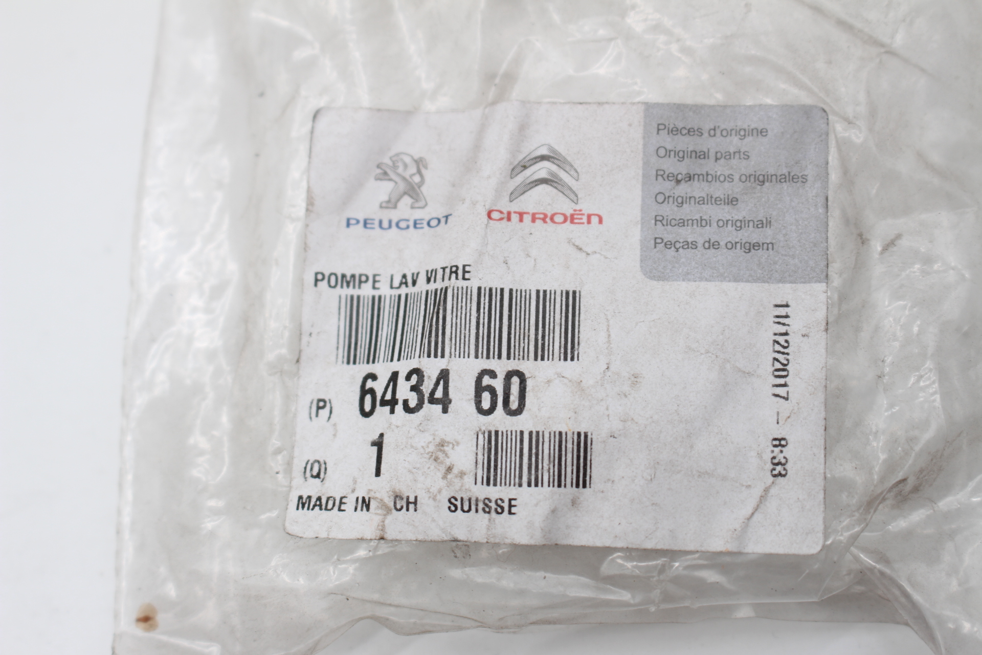 Peugeot / Citroen Waschwasserpumpe, Scheibenreinigung 643460 NEU NOS NEW