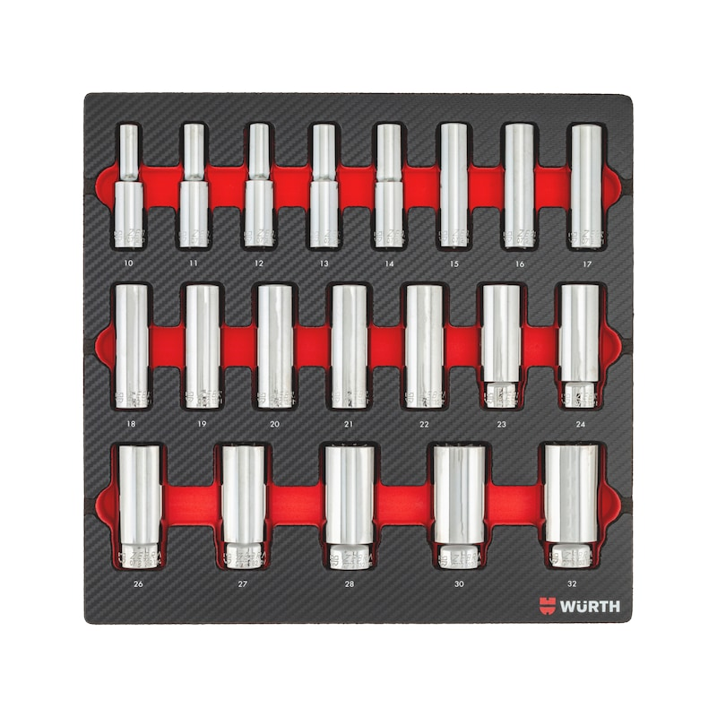 Würth ORSY System-Einlage Steckschlüssel 1/2 Zoll 12-kant 20-tlg Carbon-Optik 0965905225