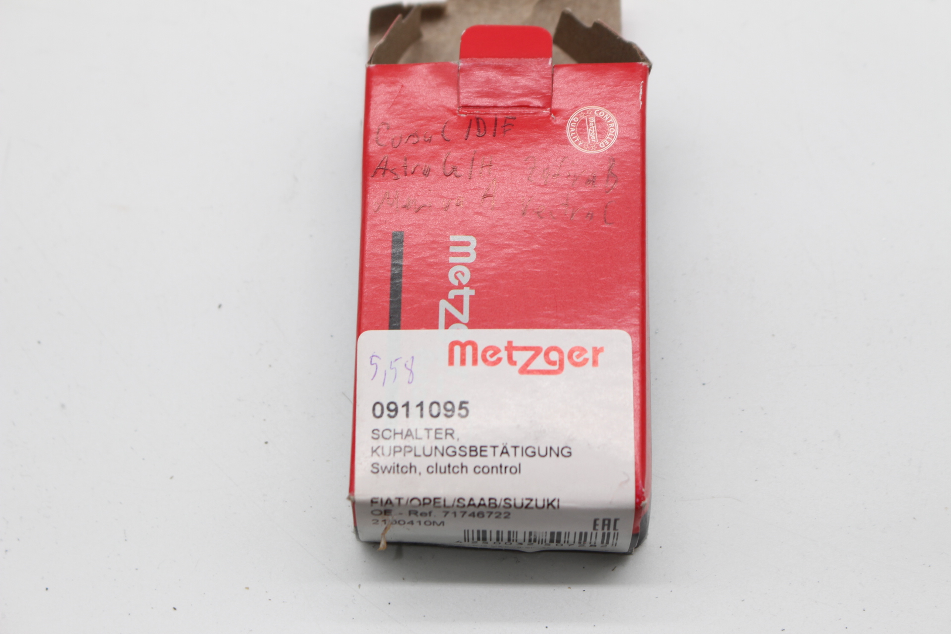 METZGER 0911095 – Schalter, Kupplungsbetätigung (GRA) für OPEL FIAT SAAB Suzuki