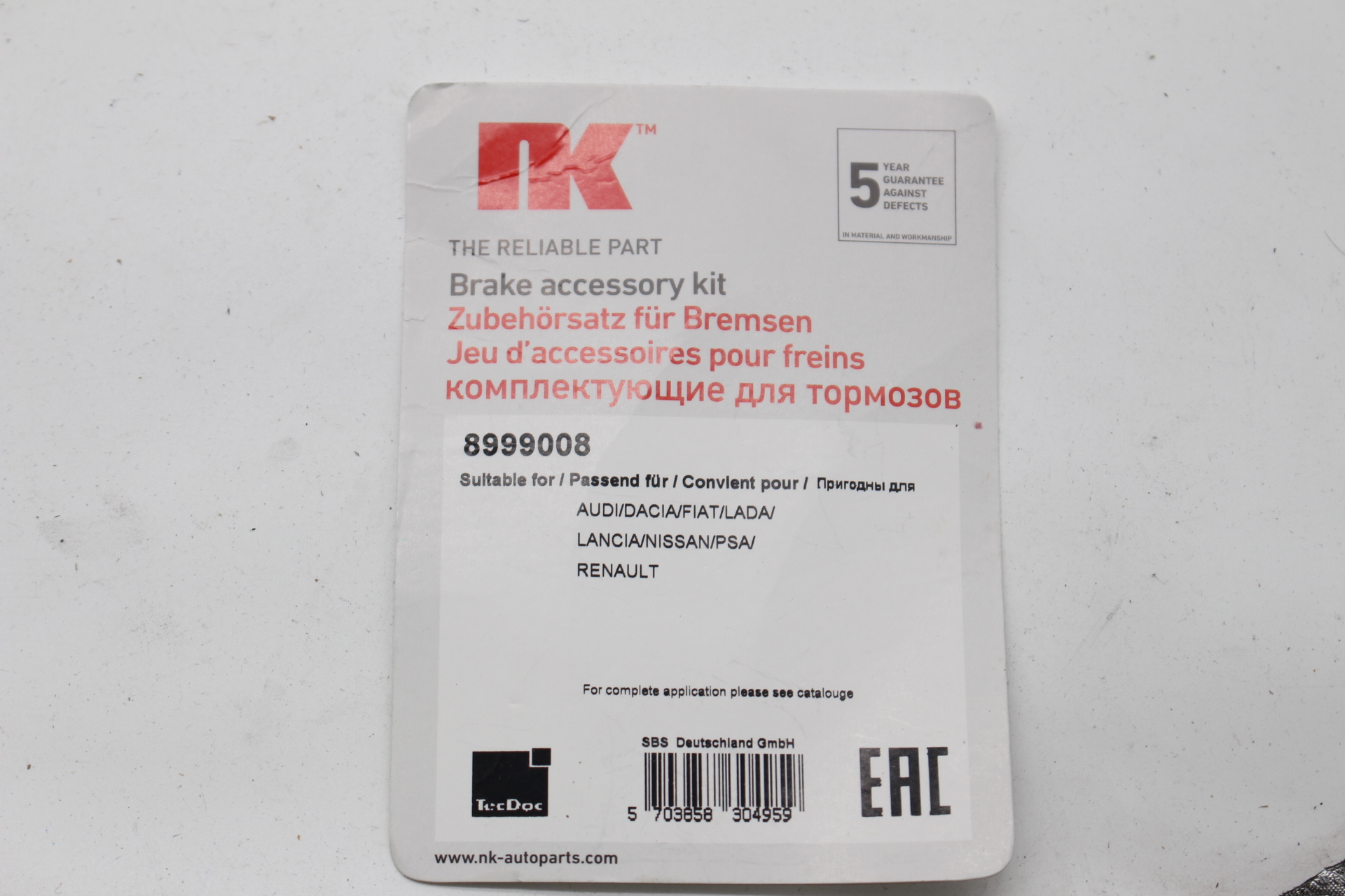 NK 8999008 – Führungshülse, Bremssattel für AUDI Citroen Dacia Fiat Lada Lancia Nissan Peugeot Renault