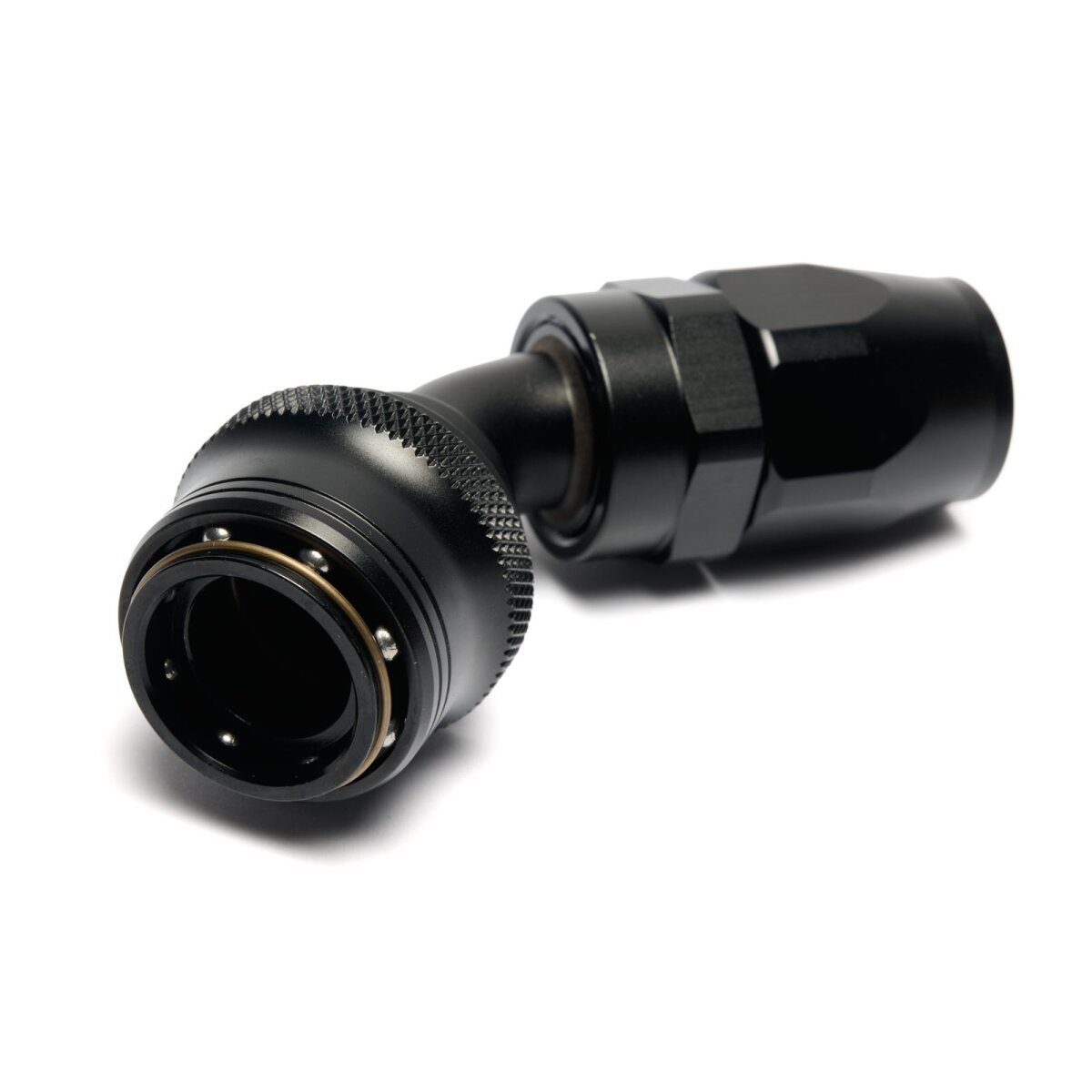 Quick Click Schlauchanschluss Fitting weiblich Dash 10 / -10 AN - 45° - schwarz matt