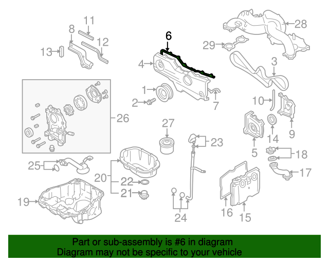 Dichtung Zahnriemenabdeckung für Subaru mit EJ SOHC-Motoren / 13594AA052