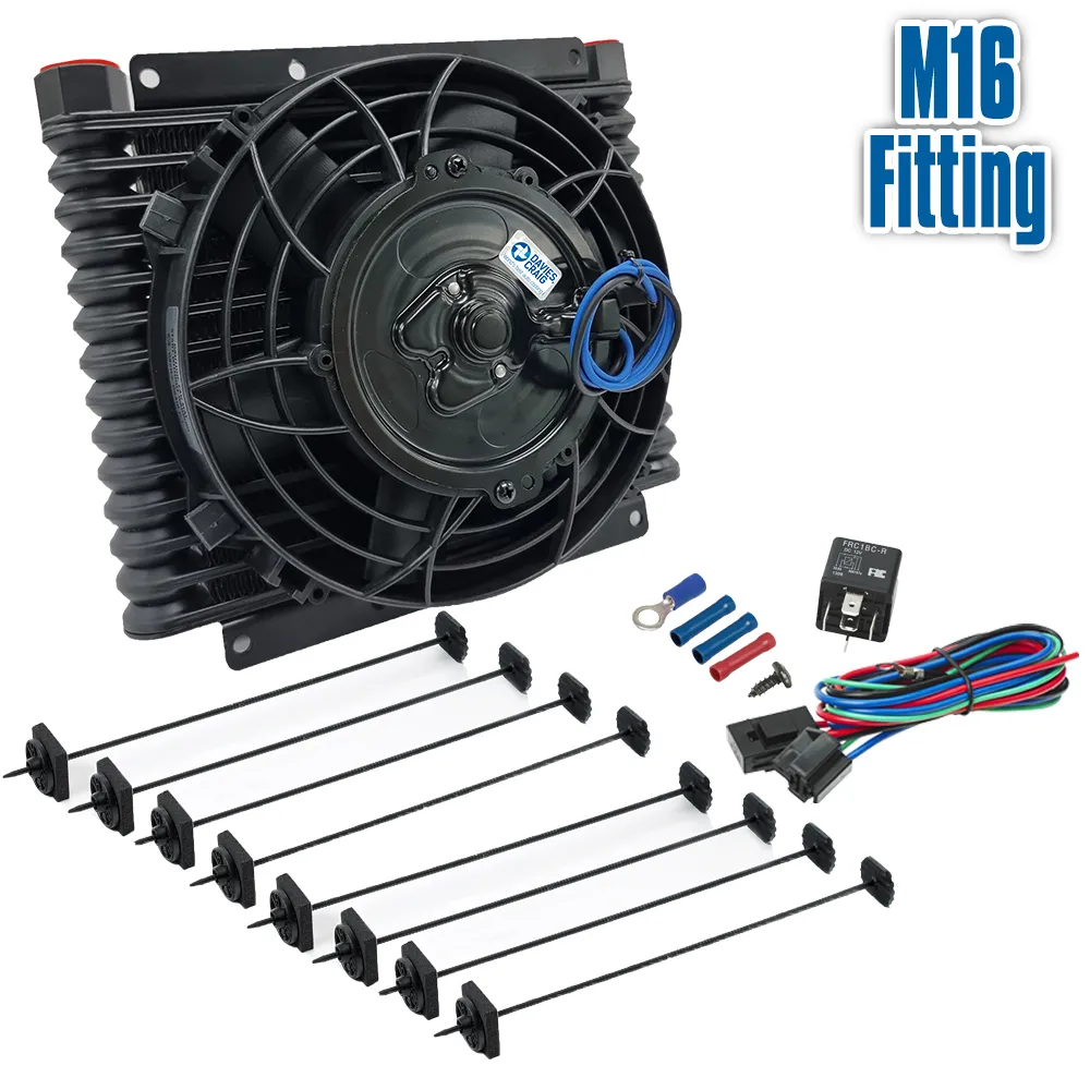 Davies Craig Motor/Getriebeölkühler 32mm 14-reihig M16+203mm (8") Lüfter (12V)