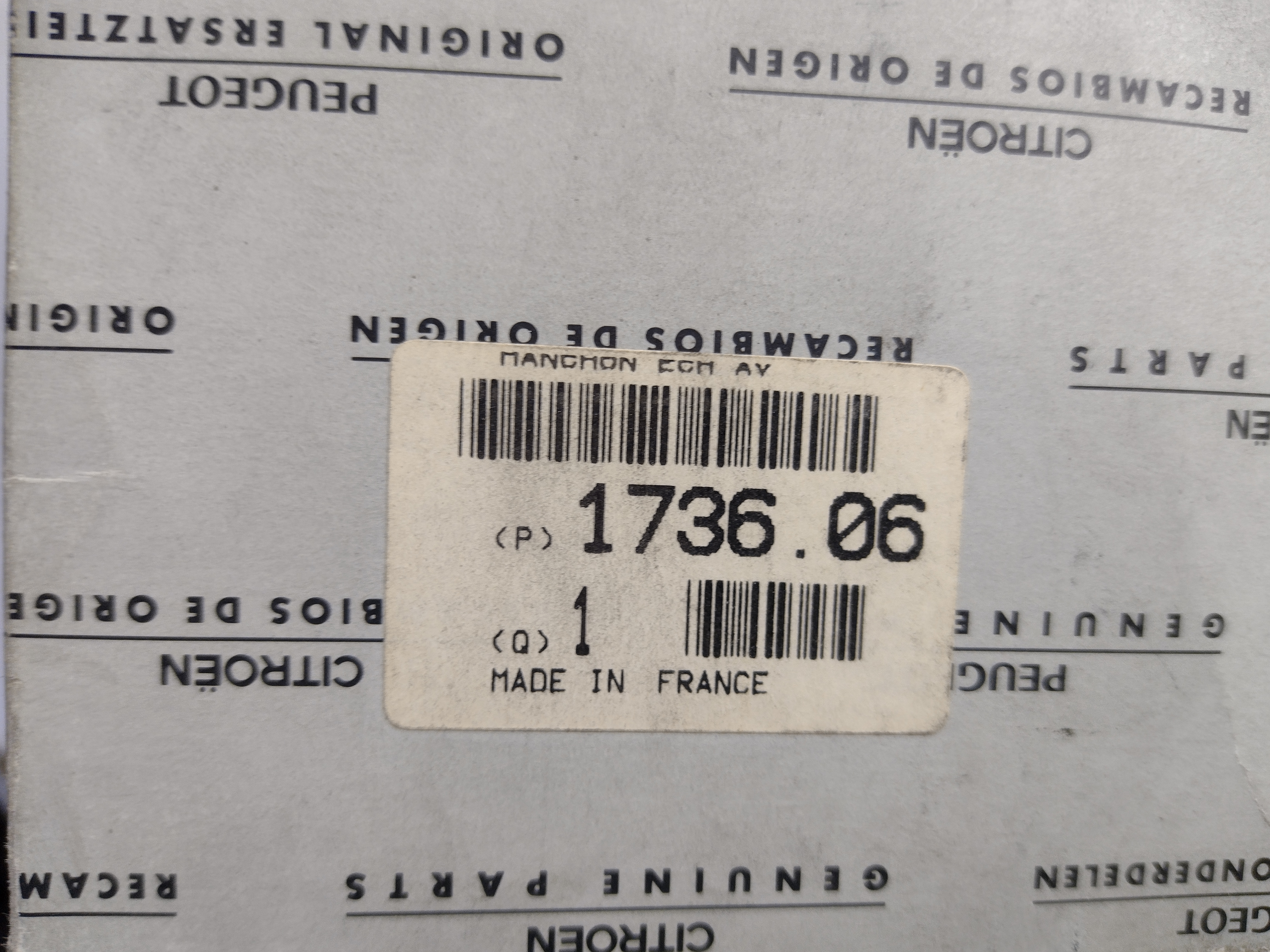 Peugeot / Citroen Rohrverbinder 60 x 80 mm 173606 NEU NOS NEW 