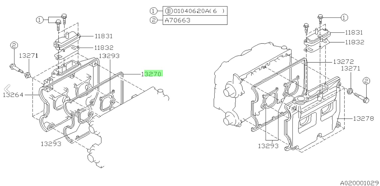 Ventildeckeldichtung rechts 13270AA062 für  Subaru Impreza GT 1993-1998