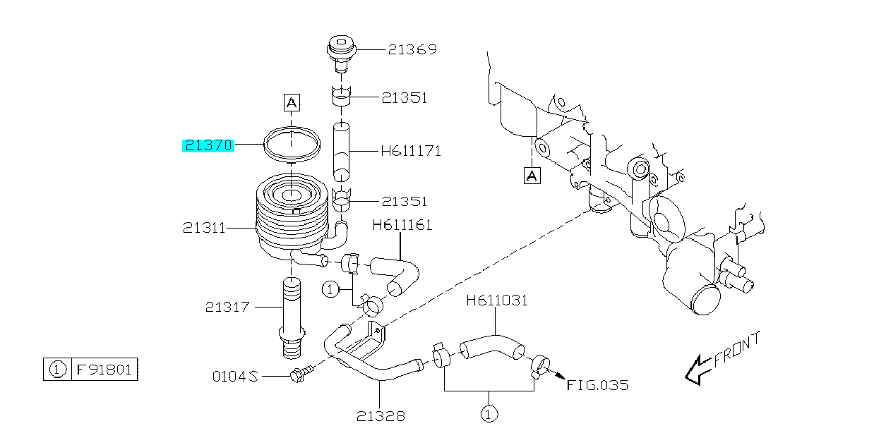 Dichtung Ölkühler 21370KA001 für Subaru Impreza GT/WRX/STI, WRX STI 2014+, WRX 2014+, Legacy, Forester, BRZ