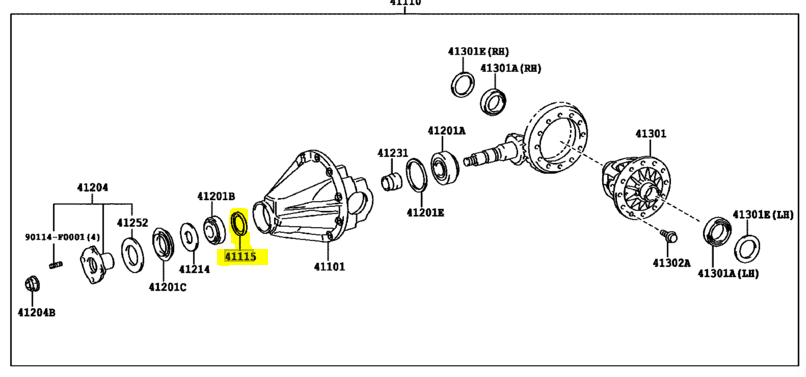 Toyota Differential Haltering 41115-0K050 NEU NOS
