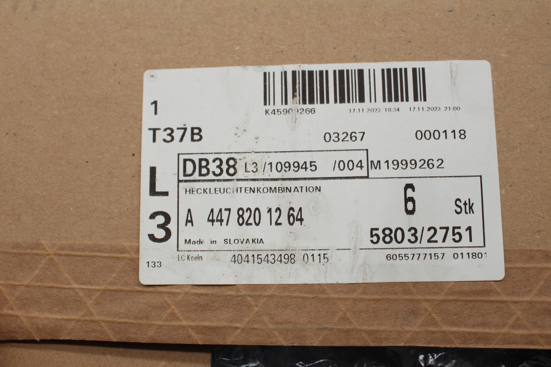Rücklicht Rückleuchte HINTEN RECHTS A4478201264 ORIGINAL für MERCEDES BENZ VITO W447