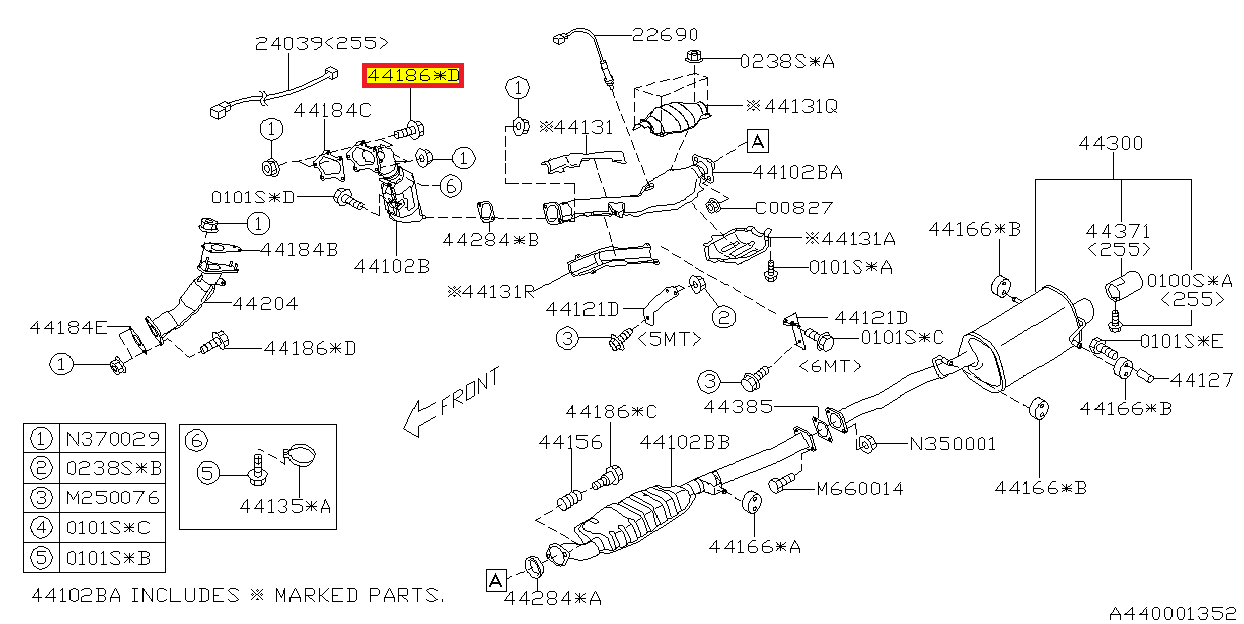 Schraube Abgasanlage Downpipe 44015AC000 für Subaru Impreza GT/WRX/STI 1995 - 2019