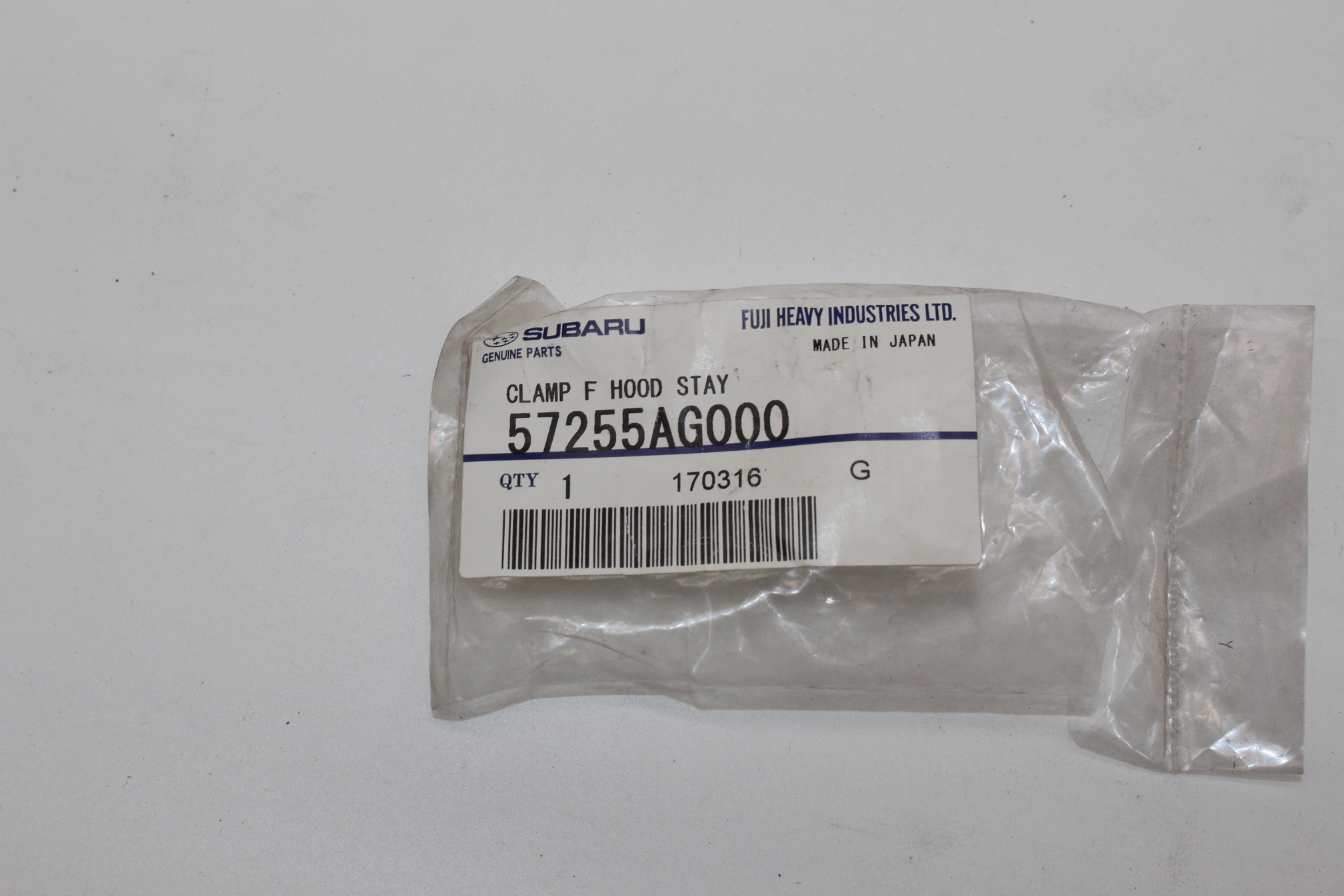 57255AG000 Hood / Trunk Prop Rod Bracket. Hood Prop Rod Clip. Hood Prop Rod Retainer (Front) für SUBARU 2012 - 2025.