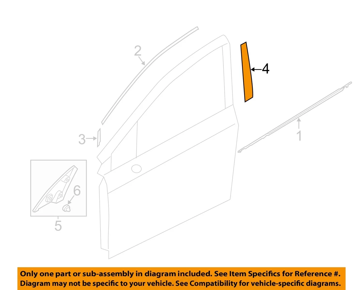 Tape Door Sash R (Left, Front, Rear, Outer, Black) 90422FJ051 für Subaru IMPREZA 2013-2021