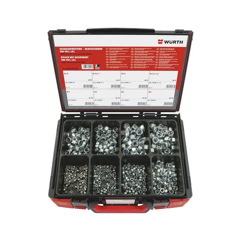 Würth Sechskantmutter selbstsichernd DIN 985 Sortiment 600-teilig System-Koffer 4.4.1