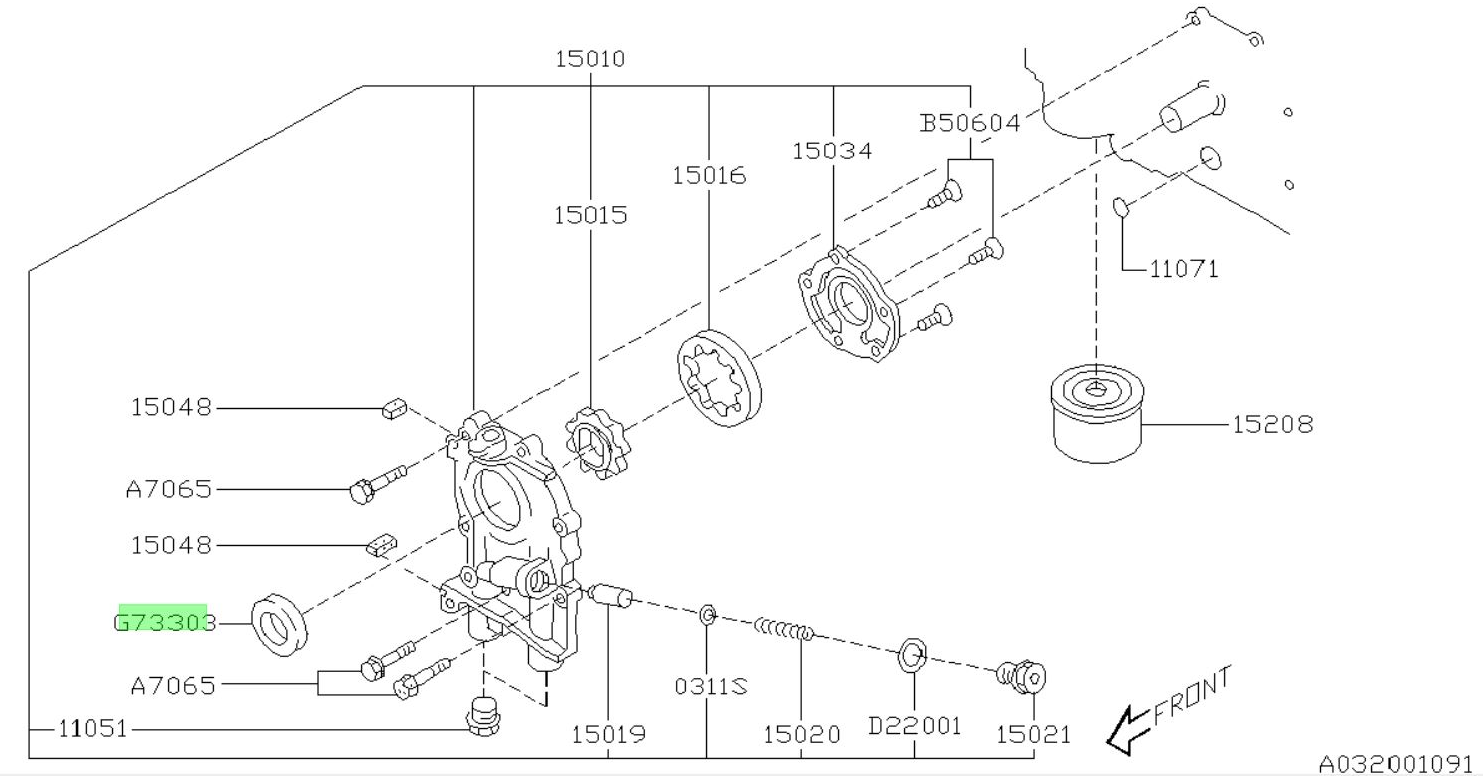 Simmerring 33x49x8 Kurbelwelle vorne, Ölpumpe 806733030 für Subaru Impreza, WRX STI 2014+, Forester, Legacy/Outback