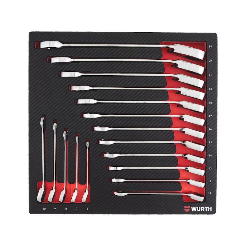 Würth ORSY System-Einlage Ratschenringmaulschlüssel 17-tlg Carbon-Optik 0965905460