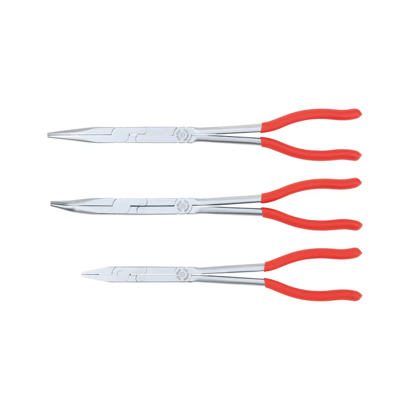 Würth Doppelgelenkzangen Set extra lang 3 teilig gerade und abgewinkelt